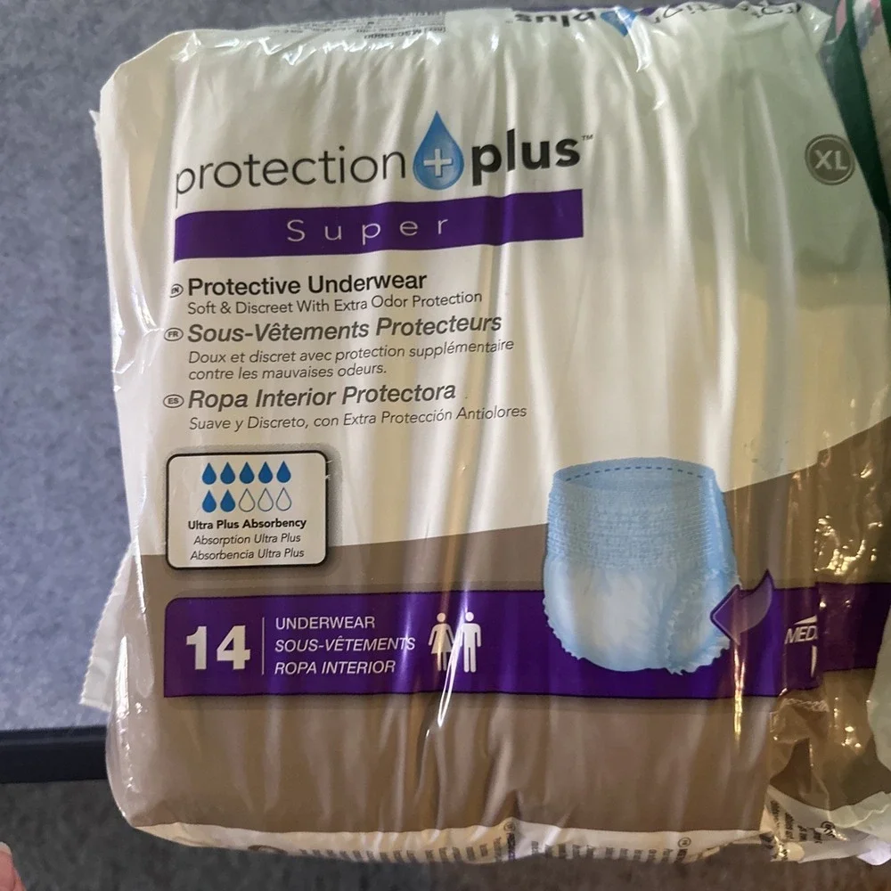 FitRight Medline Ultra Briefs XL 27 count And Protection Plus XL 11 Count